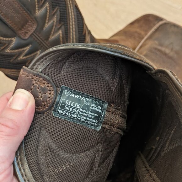 Ariat Hybrid VentTEK Western Boot Men's Sz 9.5 Distressed Tan 10031454 Square - Picture 14 of 16